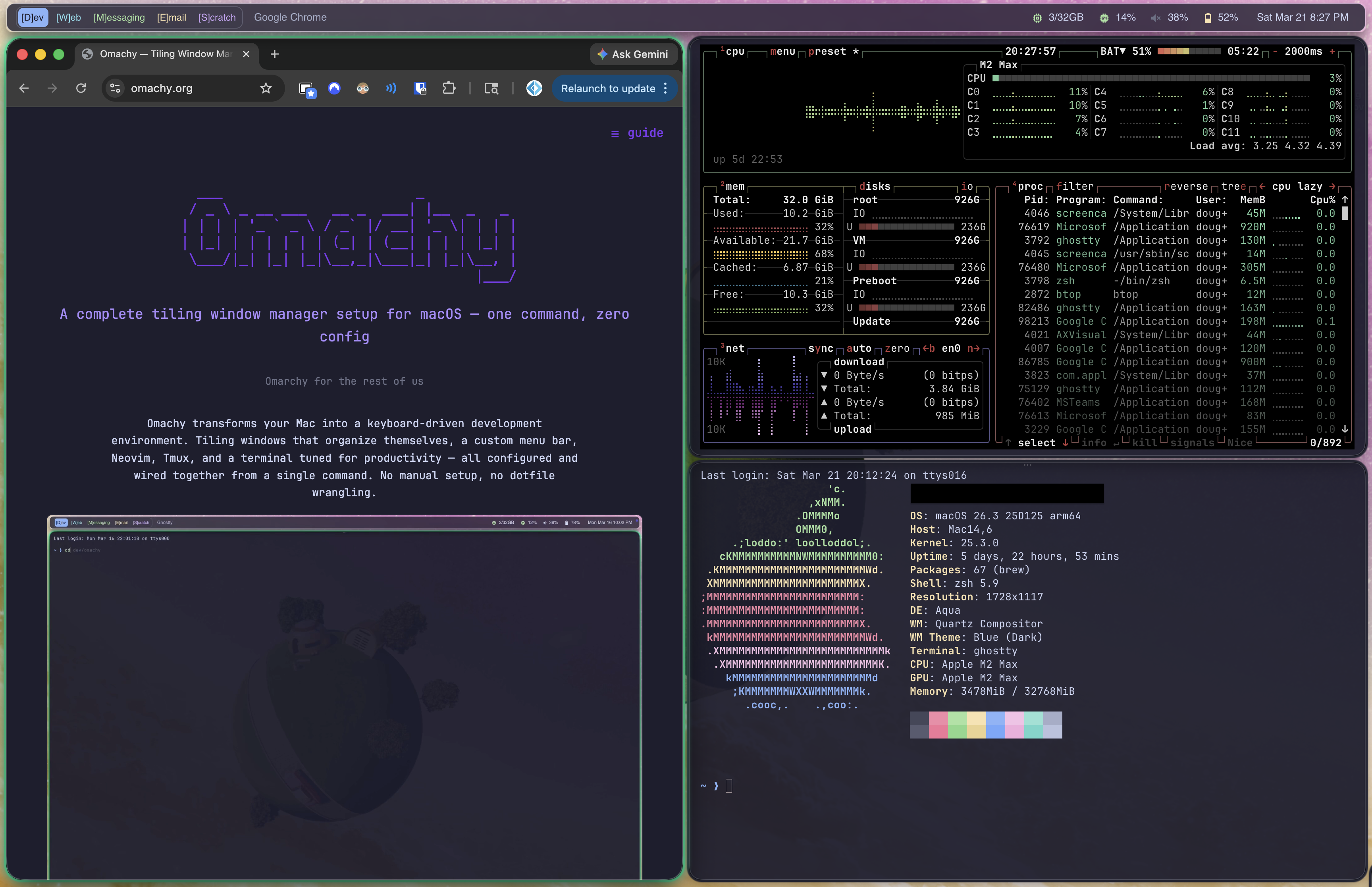 Omachy — Tiling Window Manager Setup for macOS